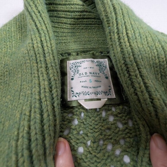 Old Navy Cardigan Sweater Green Long Sleeve Shawl Collar Womens Wool/Rabbit Hair - Picture 4 of 7
